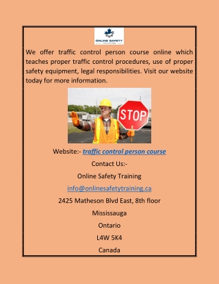 Traffic Control Person Course & Training Online.com