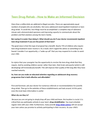 Teen Drug Rehab
