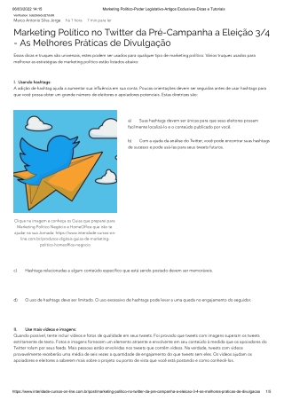 Marketing Político no Twitter da Pré-Campanha a Eleição 3de4 - As Melhores Práticas de Divulgação-Poder Legislativo-Arti