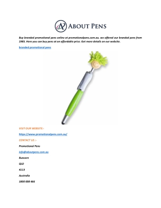 Branded Promotional Pens  Promotionalpens.com.au