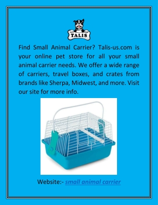 Small Animal Carrier  Talis-us.com
