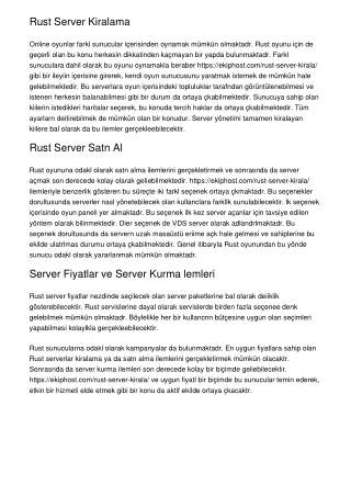 Rust Server Kiralama