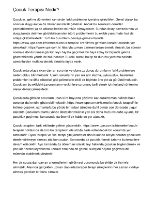 Çocuk Terapisi Nedir?