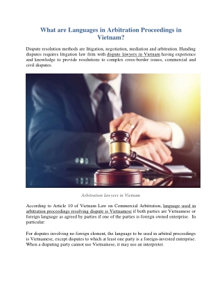 What are Languages in Arbitration Proceedings in Vietnam