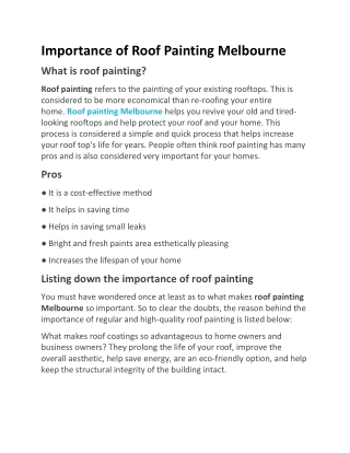 Roof painting Melbourne