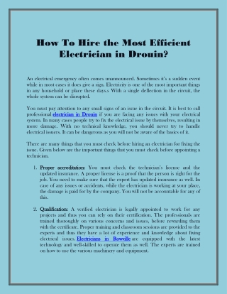 How To Hire the Most Efficient Electrician in Drouin