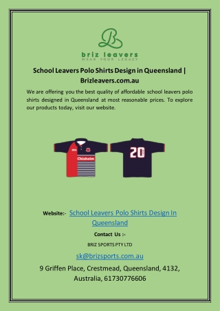 School Leavers Polo Shirts Design in Queensland | Brizleavers.com.au