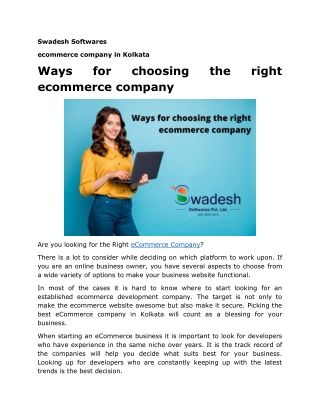 Ways for choosing the right ecommerce company