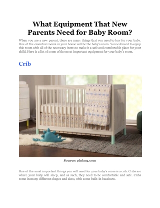What Equipment That New Parents Need for Baby Room_