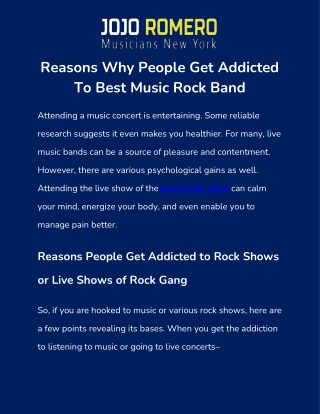 Reasons Why People Get Addicted to Best Music Rock Band | JoJo Romero