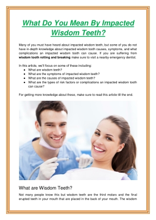 What Do You Mean By Impacted Wisdom Teeth