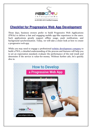 Checklist for Progressive Web App Development