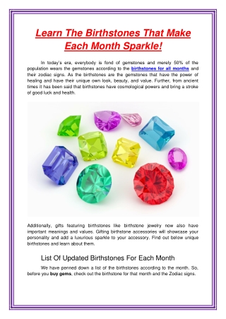 Learn The Birthstones That Make Each Month Sparkle