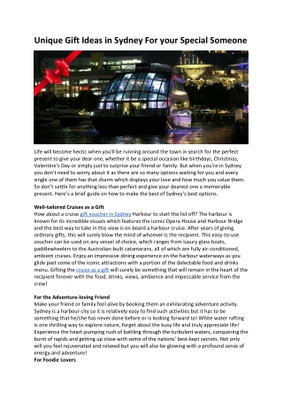 Unique Gift Ideas in Sydney For your Special Someone