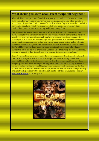 What should you know about room escape online games?