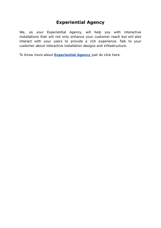 Experiential Agency