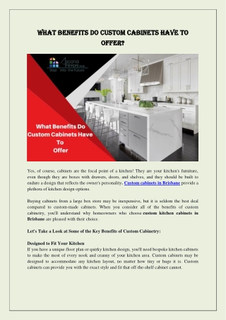 What Benefits Do Custom Cabinets Have To Offer