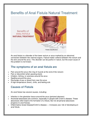 Benefits of Anal Fistula Natural Treatment