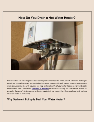 How Do You Drain a Hot Water Heater?