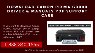 Download Canon PIXMA G3000 Driver & Manuals PDF Support Care  1-888-840-1555