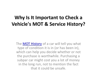 Why Is It Important to Check a Vehicle's