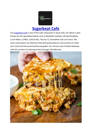 5% off - Sugarbeat Cafe Ascot Vale Menu Takeaway, VIC