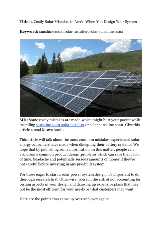 4 Costly Solar Mistakes to Avoid When You Design Your System