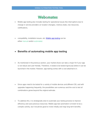 Mobile automation testing tool