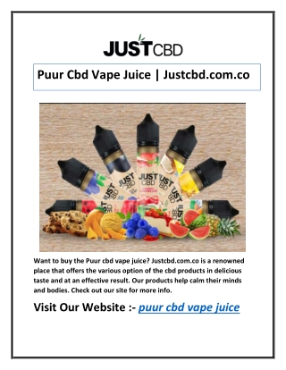 Puur Cbd Vape Juice | Justcbd.com.co