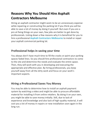 Asphalt Contractors in Melbourne