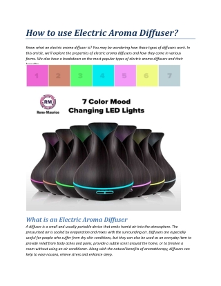 How to use Electric Aroma Diffuser
