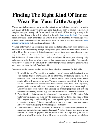 Finding The Right Kind Of Inner Wear For Your Little Angels