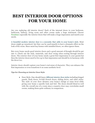 BEST INTERIOR DOOR OPTIONS FOR YOUR HOME