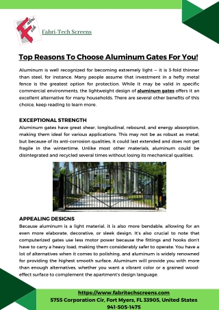 Top Reasons To Choose Aluminum Gates For You!