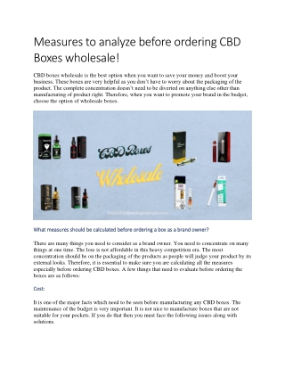 Measures to analyze before ordering CBD Boxes wholesale