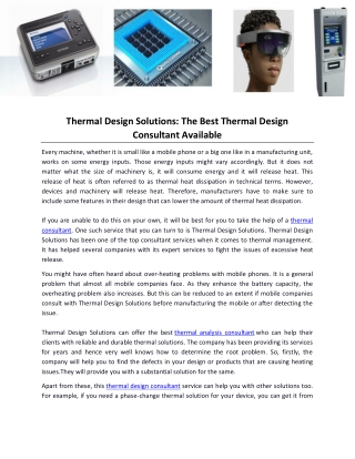Thermal Design Solutions The Best Thermal Design Consultant Available