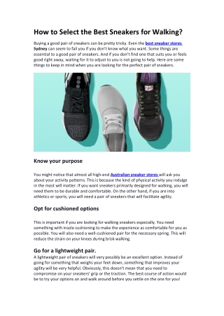 How to Select the Best Sneakers for Walking