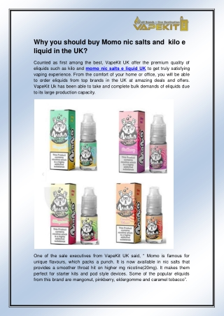 Momo nic salts e liquid uk