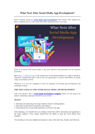 What Next After Social Media App Development
