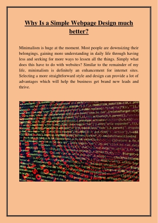 Why Is a Simple Webpage Design much better