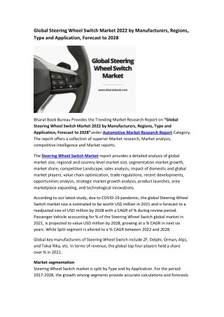 Global Steering Wheel Switch Market Research Report 2022-2028
