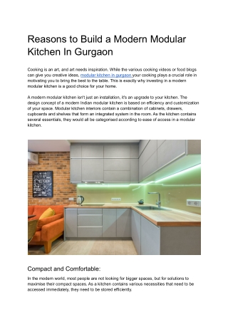 Reasons to Build a Modern Modular Kitchen In Gurgaon