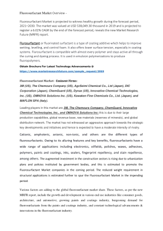 Fluorosurfactant Market