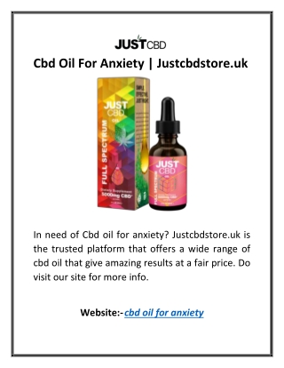 Cbd Oil For Anxiety | Justcbdstore.uk