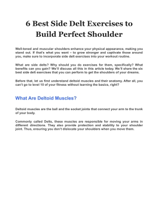 6 Best Side Delt Exercises to Build Perfect Shoulder
