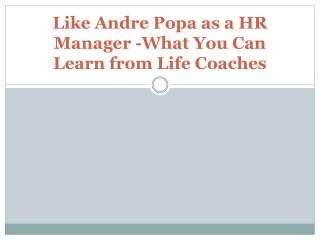 Like Andre Popa as a HR Manager -What You Can Learn from Life Coaches