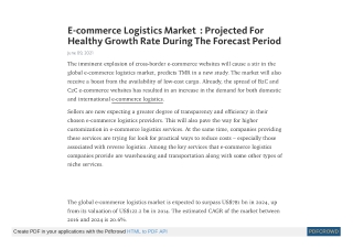 E-commerce Logistics Market to surpass US$781 bn in 2024