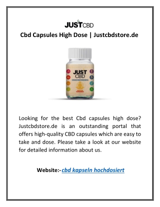 Cbd Capsules High Dose | Justcbdstore.de