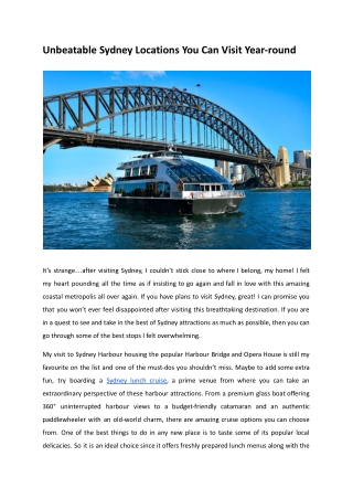 Unbeatable Sydney Locations You Can Visit Year-round