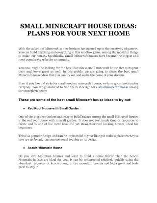SMALL MINECRAFT HOUSE IDEAS_ PLANS FOR YOUR NEXT HOME